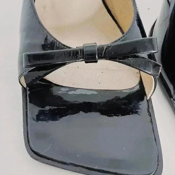 Y2K Pied A Terre Vintage Patent Leather Square Toe Acrylic Heels - Picture 6 of 9